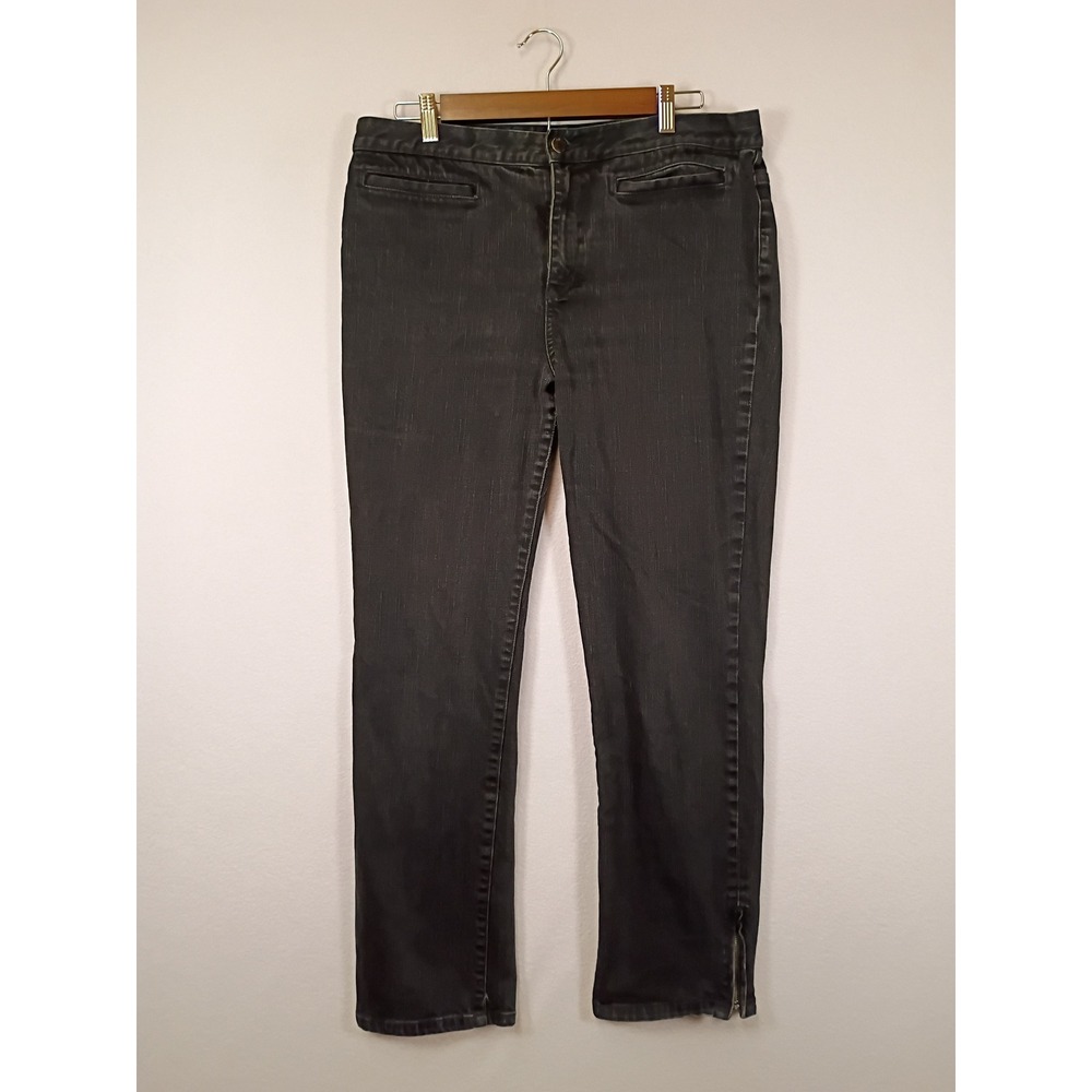 Classic Lauren Ralph Lauren Womens 12 Black Straight Leg Ankle Zip Jeans